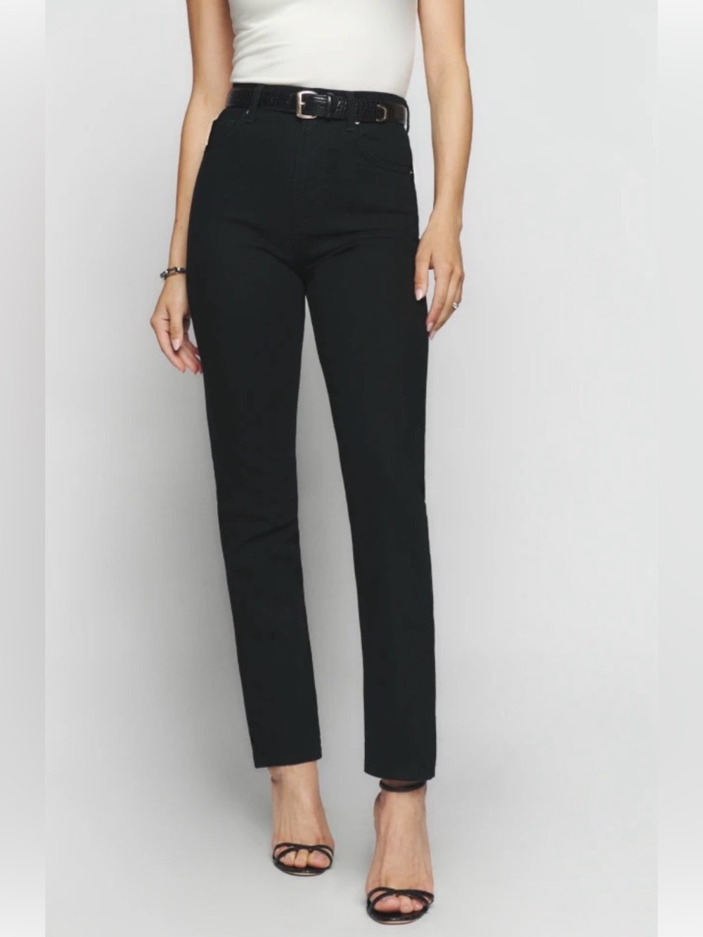 Reformation Jeans Womens Liza Ultra High Rise Straight Jeans Black Size 28
